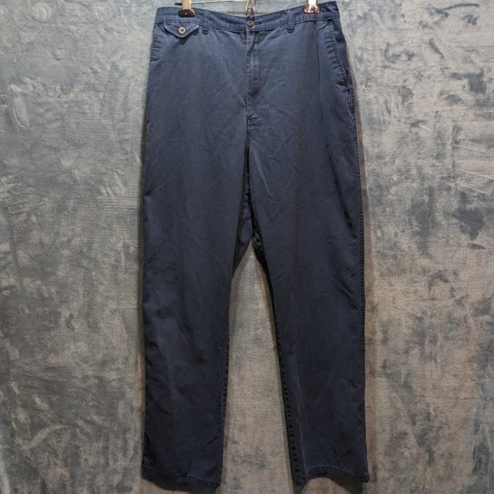 Vtg Towncraft Mens Navy Easy Care Stain Release Chino Pants 38x34 Elastic Waist